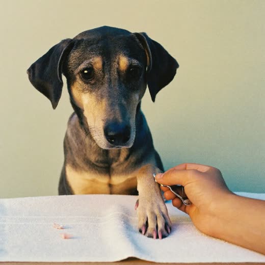 A dog's paw having its nails clipped